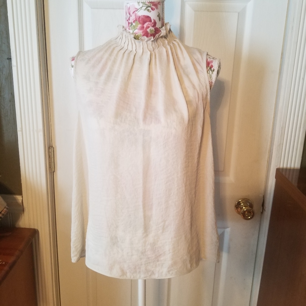 Off white high neck sleeveless top